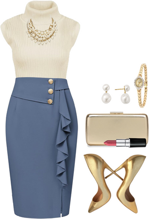 Pencil Skirt with Gold Accents