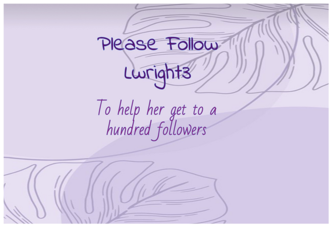 Follow Lwright to help reach her goal