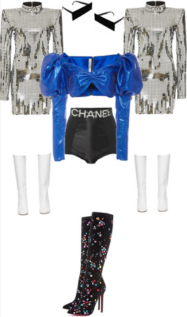 blue solo performance outfit