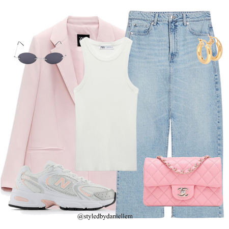 casual denim skirt styling with pink 🌸