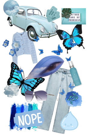blue preppy collage