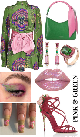 Pink Green Dress 🌳