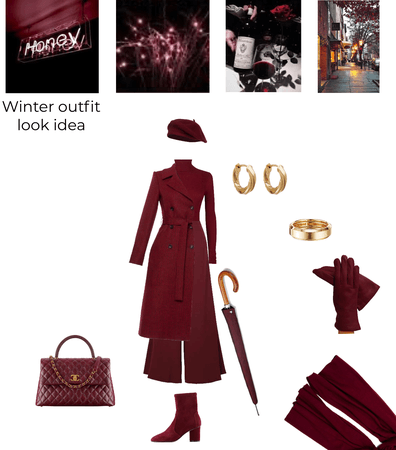 Winter outfit  pretty in burgundy look idea by g.o. 2022