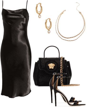 black silk midi dress
