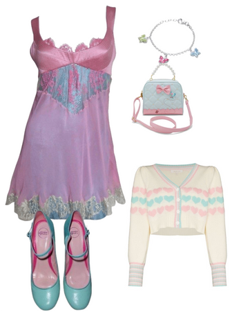 Pink and blue Y2K outfit