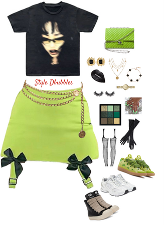 Green Megan Thee Stallion concert outfits sneakers
