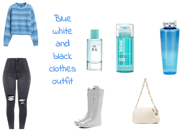 Blue white and black