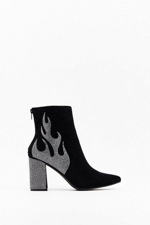 Hall of Flame Diamante Heeled Boots | Nasty Gal