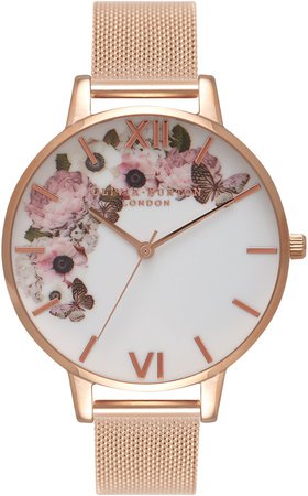 Signature Florals Mesh Bracelet Watch, 38mm