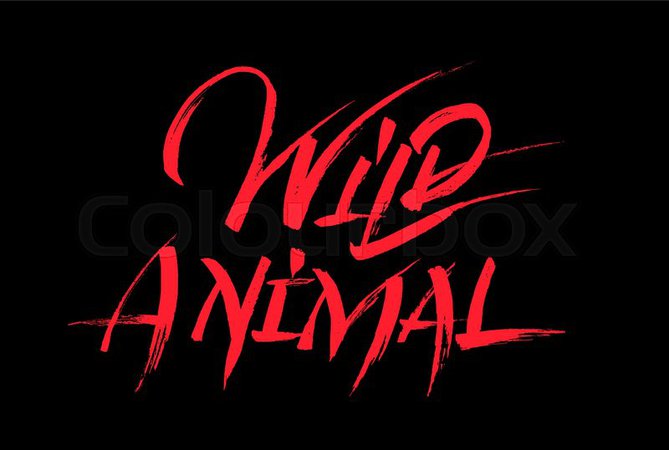Wild animal calligraphy red letters on ... | Stock vector | Colourbox