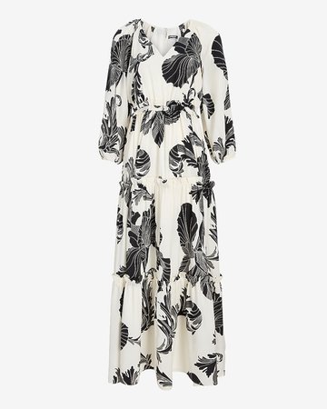 Printed Tiered Ruffle Maxi Dress | Express