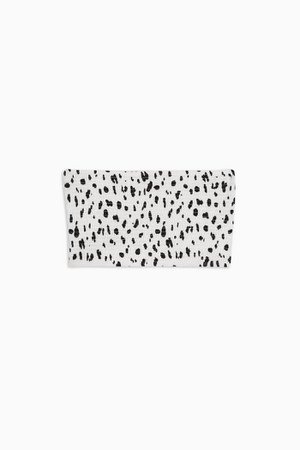 White and Black Dalmatian Shirred Bandeau | Topshop