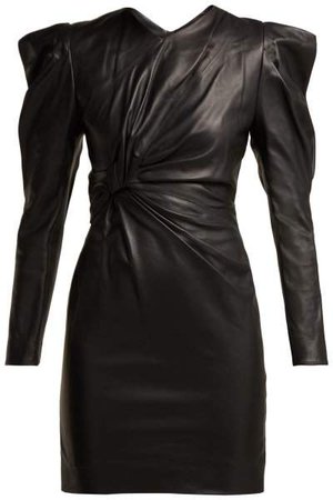 Cobe Knotted Leather Mini Dress - Womens - Black