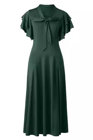 Shop 1920s Dresses - Retro Tie Neck 1920s Tea Dress | BABEYOND