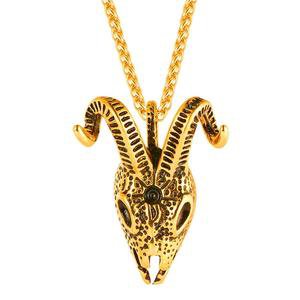 Necklace Goat Head Sheep Skull Stainless Steel Pendant Gold/Black Colo – Barnsmile.com