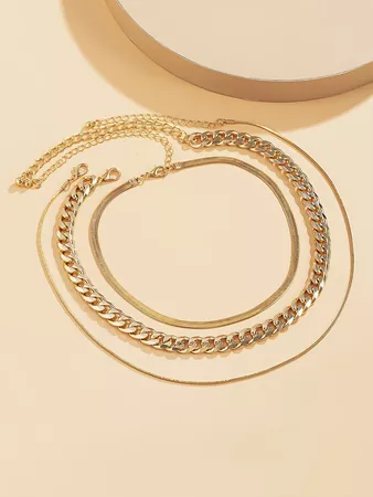 3pcs Minimalist Chain Necklace | SHEIN USA