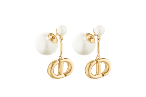 DIOR TRIBALES EARRINGS Gold-Finish Metal and White Resin Pearls