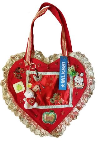 red heart frill bag