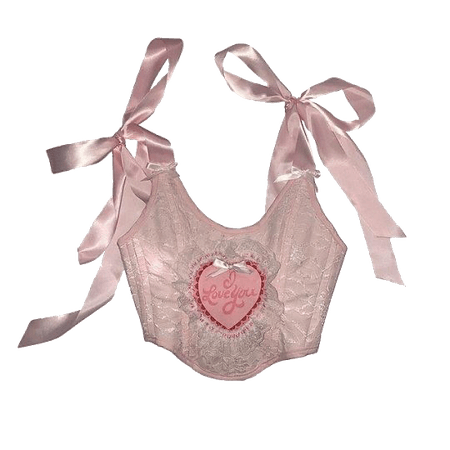 pink corset heart handmade lace lacy ribbons