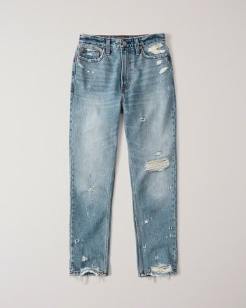 Womens Ripped High Rise Mom Jeans | Womens Bottoms | Abercrombie.com