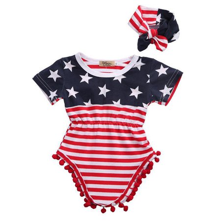 Baby Girl USA Flag Romper – The Trendy Toddlers