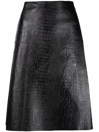 Shop Totême crocodile-effect wrap leather skirt with Express Delivery - FARFETCH