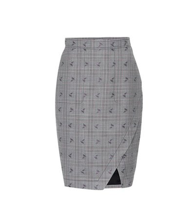 Wilcox plaid wool-blend skirt