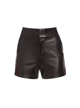 Cady High Waisted Leather Short In Black | Alice And Olivia