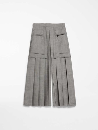 Jupe pantalon en grisaille de laine, noir - "MARMO" Max Mara