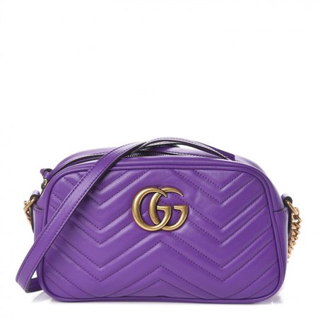 GUCCI Calfskin Matelasse Small GG Marmont Bag Purple 463458