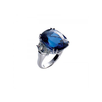 KESSARIS Blue Enamel Ornamented Chandelier Diamond and Sapphire Earrings J_KES_SKP180967 | Kessaris