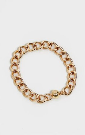Gold Chunky Single Chain Bracelet | PrettyLittleThing