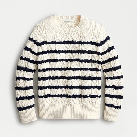 J.Crew: Boys' Cable-knit Sweater In Stripe