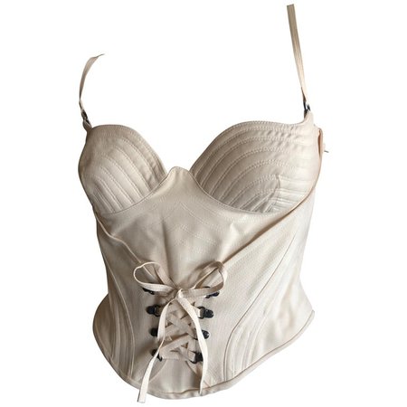 Gianni Versace Couture at Bergdorf Goodman 1980's Ivory Corset w Corset Lacing For Sale at 1stdibs