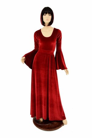 Red Stretch Velvet Renaissance Gown with Gypsy Sleeves and | Etsy