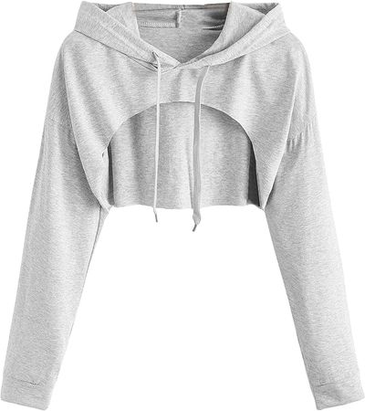 Cozyease Women's Casual Cut Out Drawstring Hoodie Heathered Knit Long Sleeve Pullovers Light Grey S at Amazon Women’s Clothing store