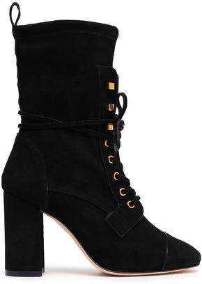 Lace-up Stretch-suede Ankle Boots