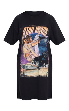 Black Star Wars Classic Slogan T Shirt Dress | PrettyLittleThing USA