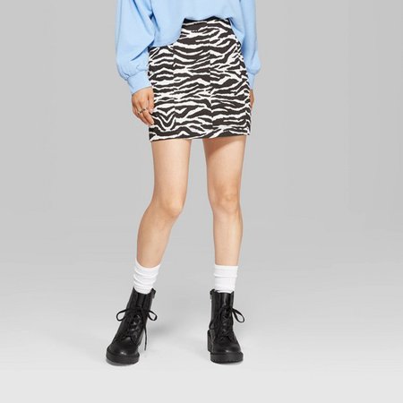 Women's Animal Print Seamed Mini Jeans Skirt - Wild Fable™ Black/White 2 : Target