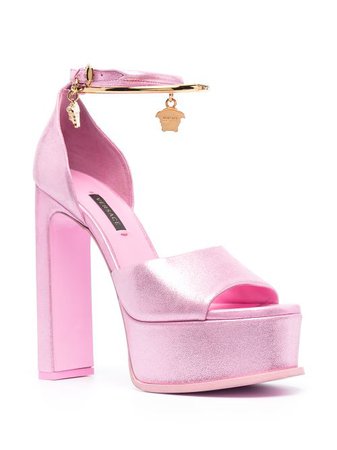 Shop pink Versace Medusa Aeternitas sandals with Express Delivery - Farfetch