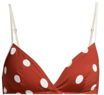 The Brigitte Polka Dot Bikini Top - Womens - Red Multi
