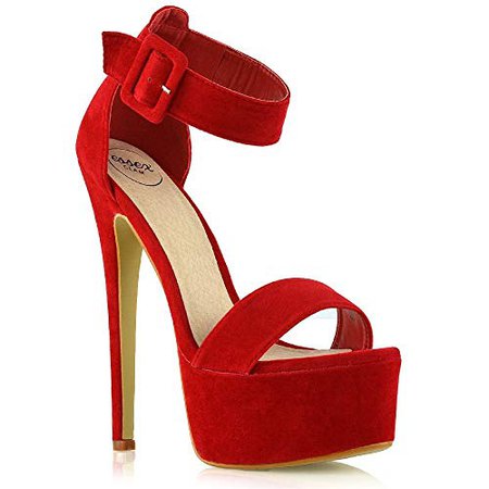 Amazon.com | ESSEX GLAM Womens Ankle Strap Stiletto High Heel Sandals Ladies Platform Peeptoe Party Shoes | Heeled Sandals