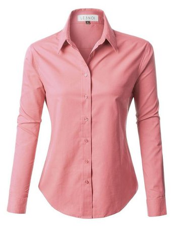pink button up blouse shirt