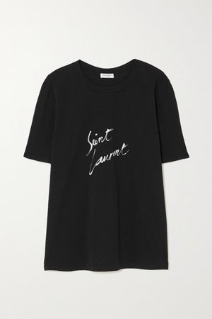 Black Printed cotton-jersey T-shirt | SAINT LAURENT | NET-A-PORTER