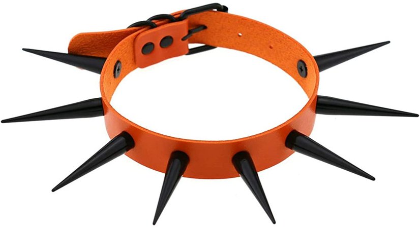 Amazon.com: JNKET Women Punk Spikes Choker Gothic PU Leather Rivets Choker Collar Necklace Adjustable Buckle Neck Accessories (Orange): Clothing, Shoes & Jewelry
