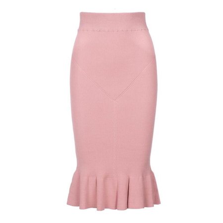 pink knit midi skirt