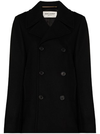 Shop Saint Laurent double-breasted peacoat with Express Delivery - FARFETCH