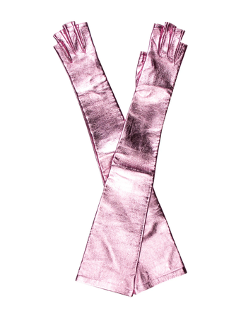 metallic gloves pink