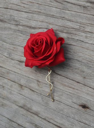 Red Rose Wedding Hair Clip