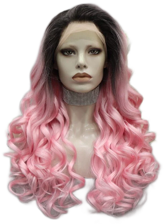 Black and pink ombre wig